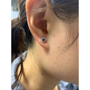 Heart Style Blue Sapphire Diamond Stud Earrings